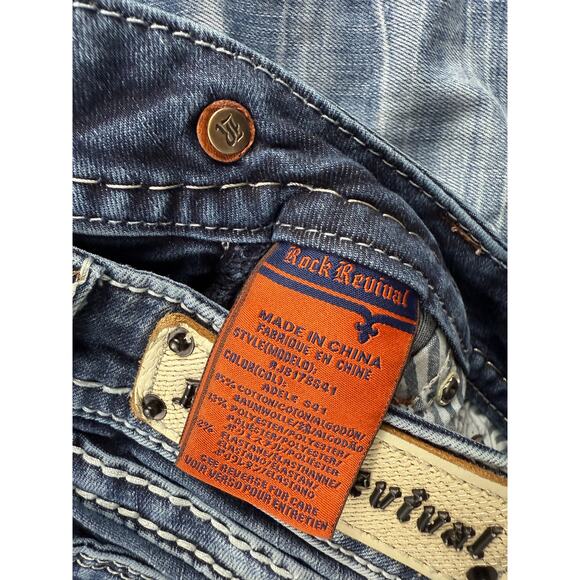 Rock Revival Adele Skinny Jeans Women 28 Blue Stretch Fleur Pocket Denim Y2K EUC - Picture 5 of 12